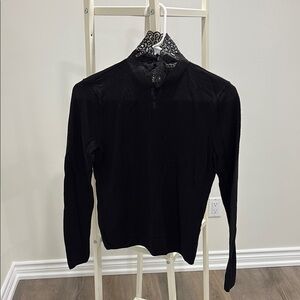 Club Monaco Black Lace Collar Women's Top